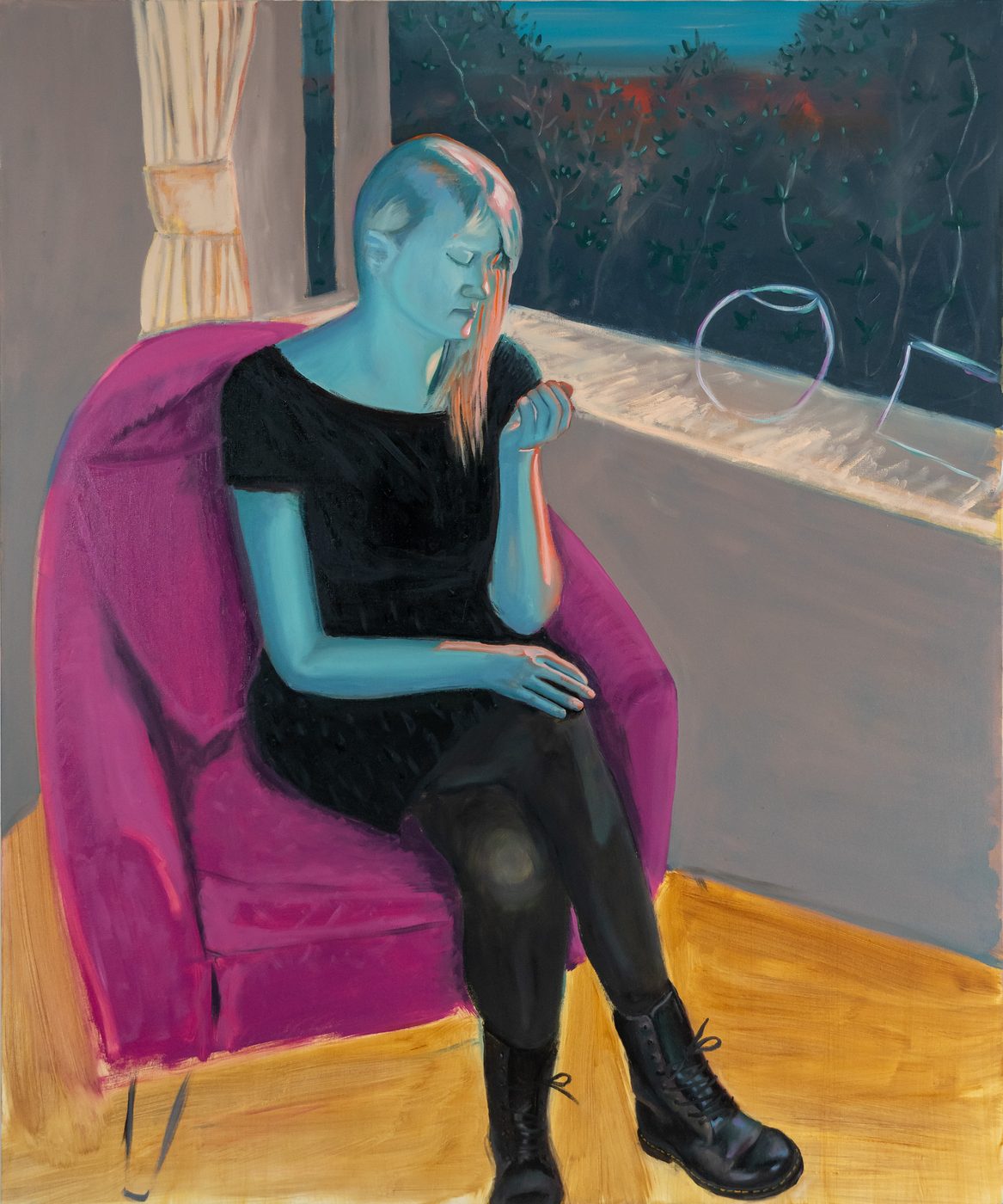 Oil painting — a seated figure by a window